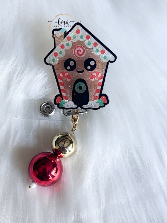 Gingerbread House Badge Reel|Christmas Badge Reel|Cute Badge Reel|Custom Badge|Personalized Badge|Glitter Badge Reel|Holiday Badge
