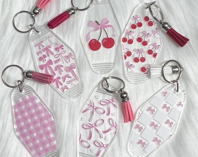 Coquette Bow Keychain|Keychain|Girlie Keychain|Acrylic Keychain|New Driver Gift|1st Car Gift|Teen Driver gift|Pink keychain|hot keychain
