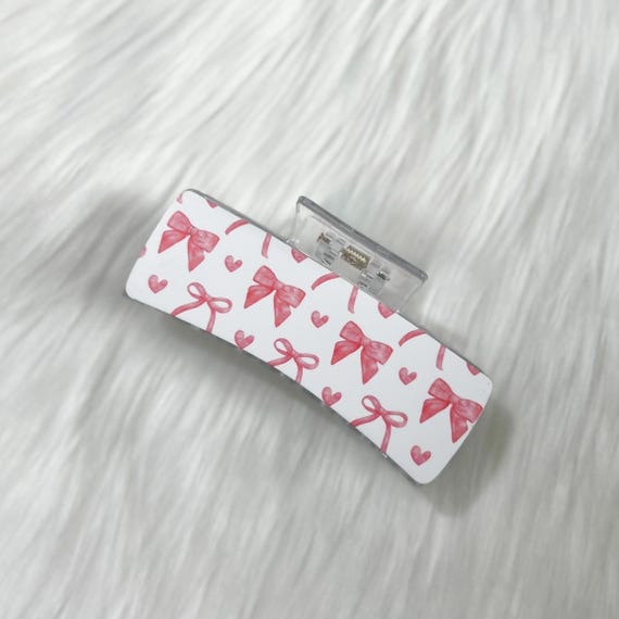 Acrylic Hair Clip|Gift for Her|pink Hair Claw Clip|Coquette Bow hair Claw Clip|Handmade Hair Accessory|Gift for Mother|Girly Claw  clip