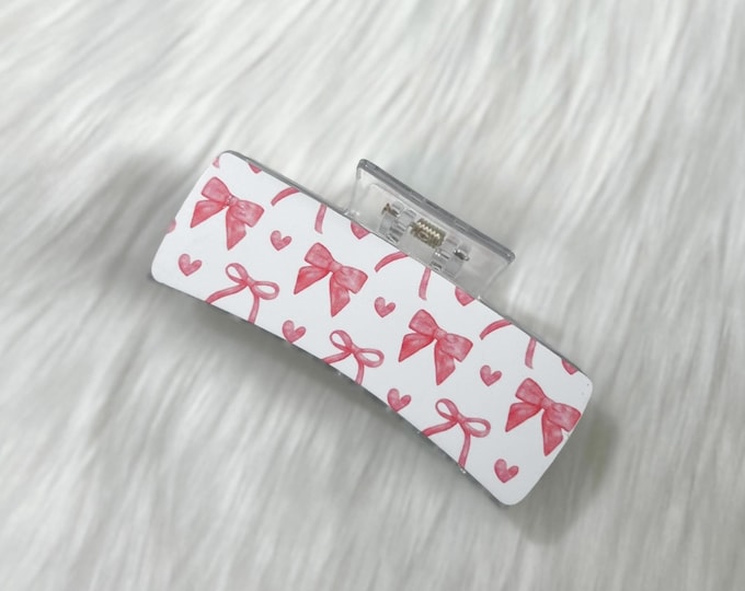 Acrylic Hair Clip|Gift for Her|pink Hair Claw Clip|Coquette Bow hair Claw Clip|Handmade Hair Accessory|Gift for Mother|Girly Claw  clip