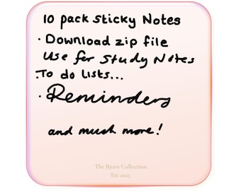 Digital Sticky Notes Pack | 10 Aesthetic Notes | Planner Stickers | PNG Transparent | Notes  | Minimal | The Bjorn Collection