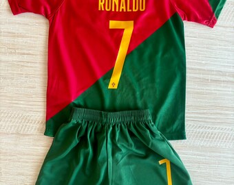 Cristiano Ronaldo 7 Portugal Youth Kids Jersey W-Shorts TAILLE ENFANT (Version maison)