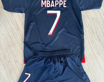 MBAPPE Kids PSG Jersey w/shorts - Paris Saint-Germain F.C. Team Jersey Ages 5-13 (select kid's size)
