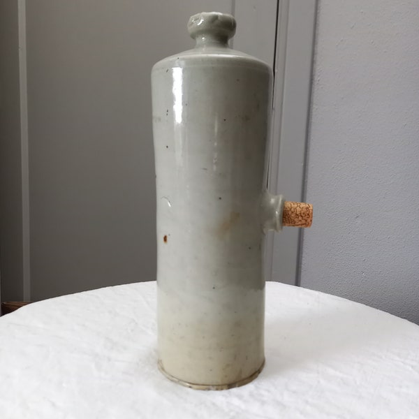 Old earthenware hot water bottle, Ceramic sandstone, glazed ceramic jug