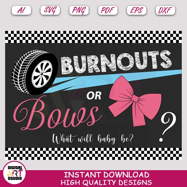 Buy Burnouts or Bows Gender Reveal   Girl , Svg Cut File For Cricut, Digital Image Clipart, Sublimation Vector Png | Digital Art Studio