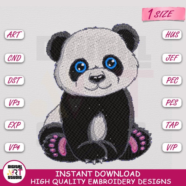 Little Baby Panda Machine Embroidery Design | Little Panda Embroidery Digitizing  | 1 Hoop Size Embroidery Pattern by Digital Art Studio