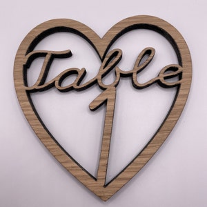 Wedding Party Wooden Heart Table Numbers With Stands Decorations image 4