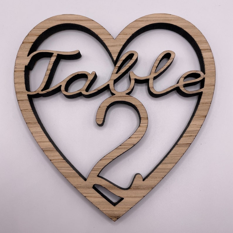 Wedding Party Wooden Heart Table Numbers With Stands Decorations image 5