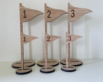 Golf Flag Style Wooden Table Numbers