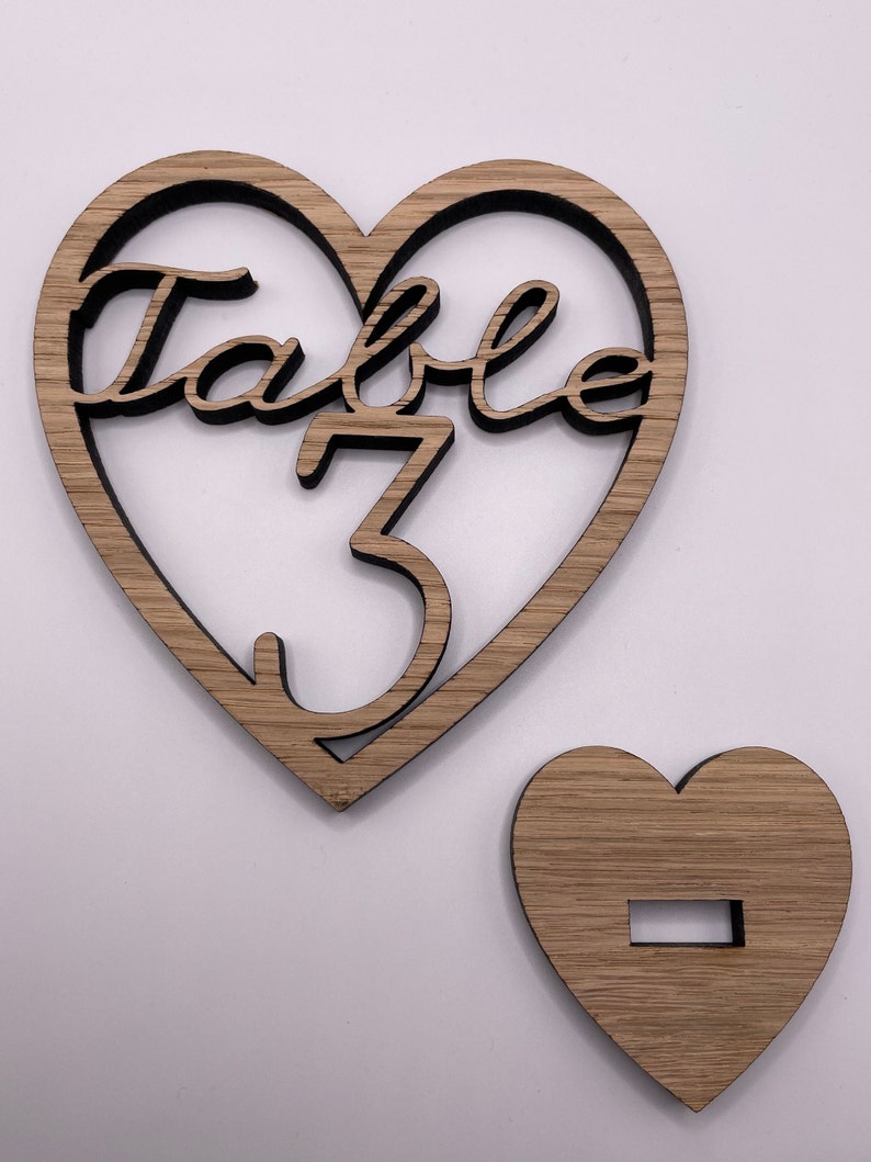 Wedding Party Wooden Heart Table Numbers With Stands Decorations image 7