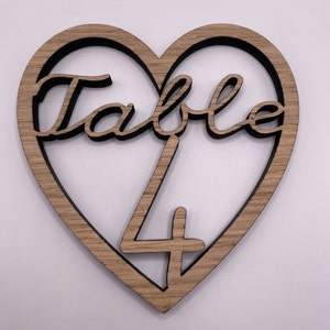 Wedding Party Wooden Heart Table Numbers With Stands Decorations image 8