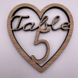 Wedding Party Wooden Heart Table Numbers With Stands Decorations image 9