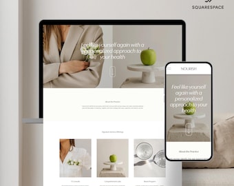 Squarespace Website Template: Nutrition, Wellness Coach, Minimalist Design