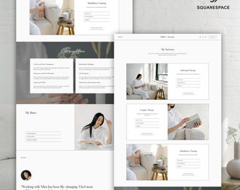 Squarespace Therapist Website Template: Service Page Design