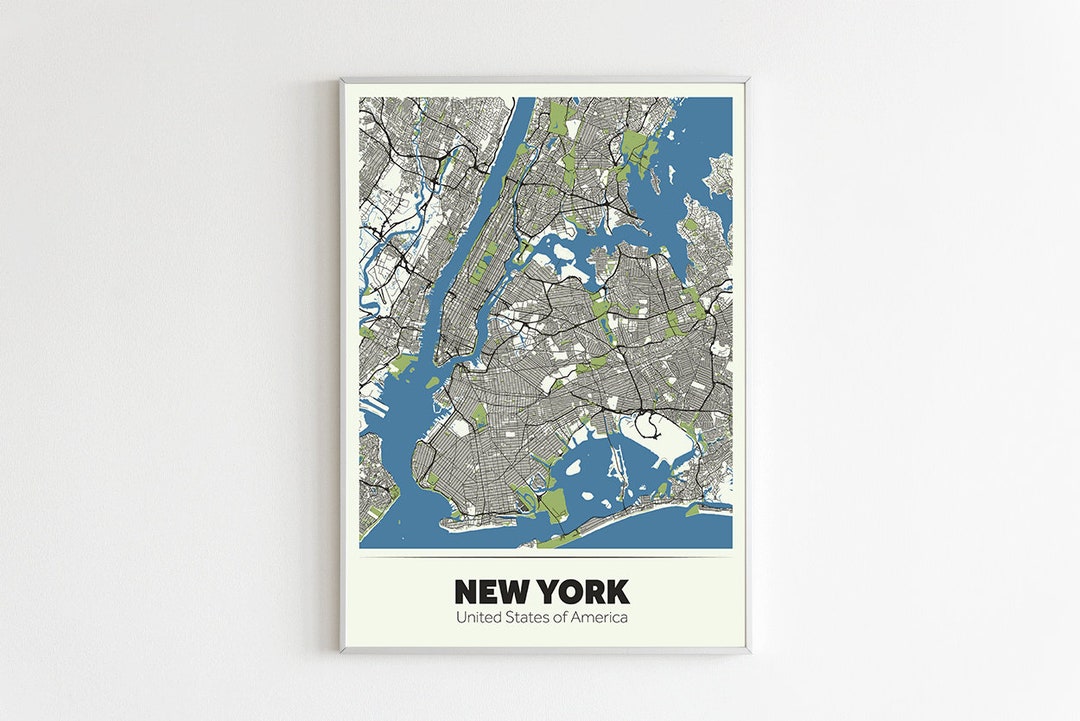 Mapa IMPRIMIBLE de Nueva York, Mapa de la ciudad, Impresión de Nueva ...