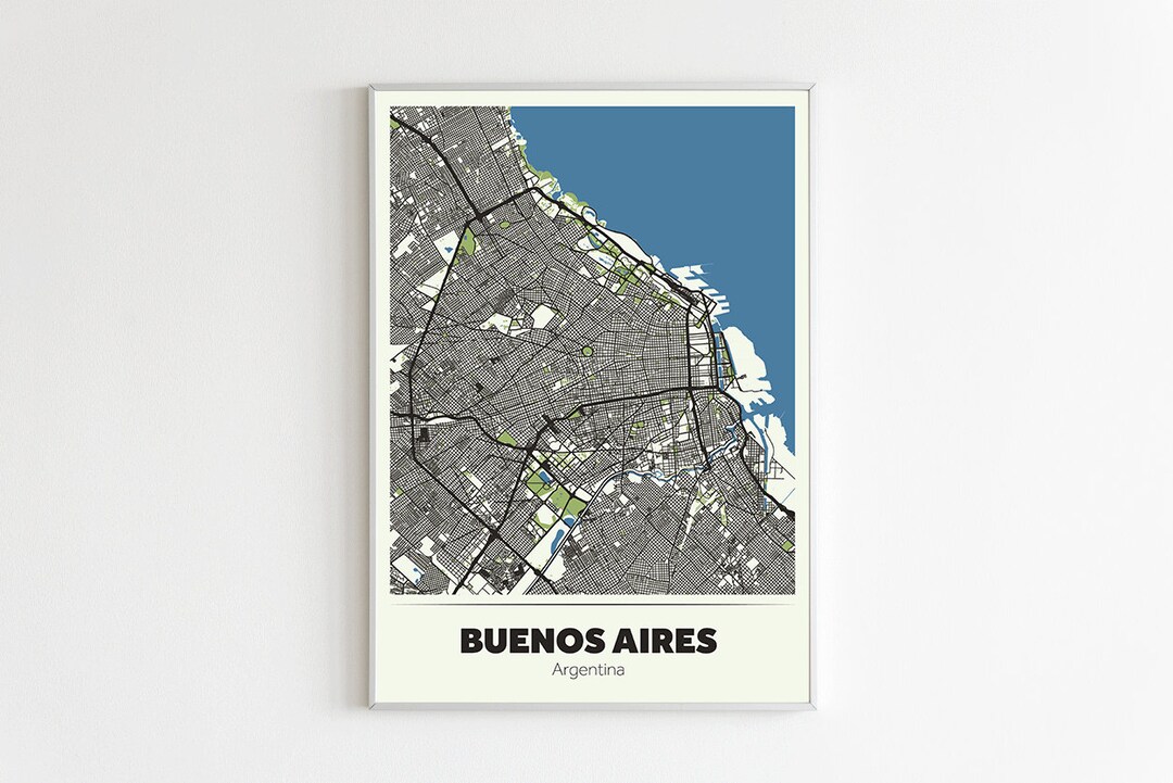 PRINTABLE Map of Buenos Aires, City Map, Buenos Aires Print, Buenos Aires Poster, Modern Buenos ...