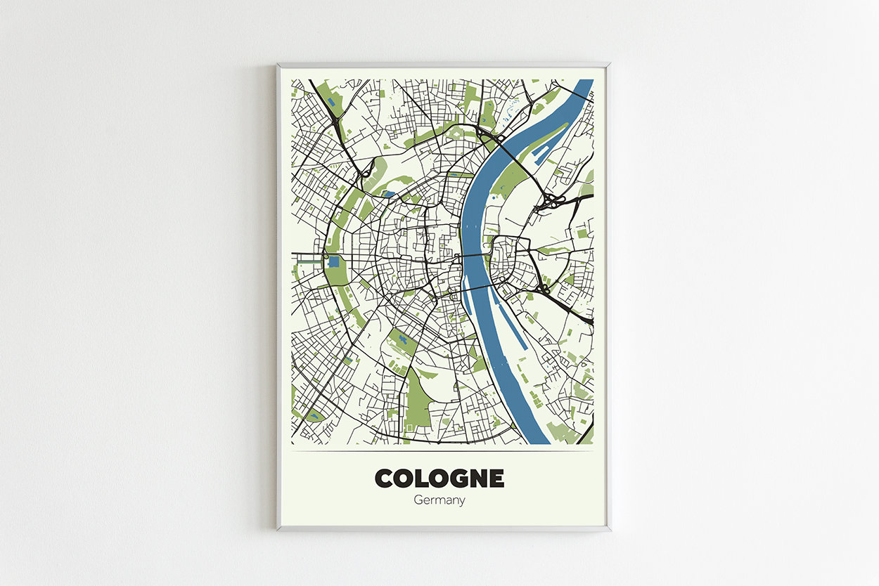 PRINTABLE Map of Cologne, City Map, Cologne Print, Cologne Poster