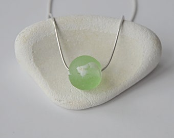 Sea Glass Marble Necklace, Sterling Silver Necklace, Scottish Sea Glass, Sea Glass Jewelry, Scottish Gift, Unique Sea Glass Gift For Her