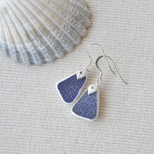 Scottish Blue Sea Pottery Earrings: Sterling Silver Drop Jewellery