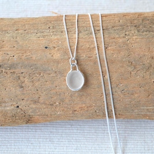 Seaham Sea Glass Necklace: Sterling Silver Bezel, Dainty Handmade Jewelry