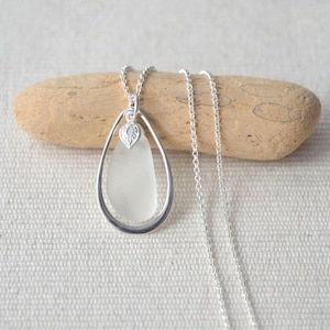 Seaham Sea Glass Necklace: Sterling Silver Teardrop Pendant