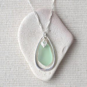 Scottish Sea Glass Necklace: Sterling Silver Teardrop Pendant, Handmade Jewellery