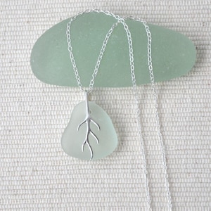 Scottish Sea Glass Necklace: Sterling Silver Seaweed Pendant, Edinburgh Beach Find