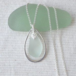 Scottish Aqua Sea Glass Sterling Silver Teardrop Necklace