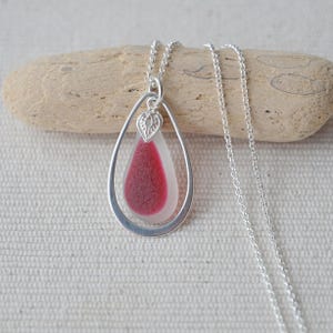 Multi Sea Glass Sterling Necklace: Sterling Silver Teardrop Pendant, Seaham Beach Find