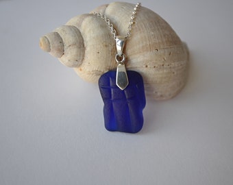 Sea Glass Necklace, Sterling Silver Necklace, Scottish Sea Glass, Cobalt Blue Sea Glass, Rare Sea Glass, Sea Glass Jewellery, Sea Glass Gift