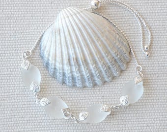 Seaham Sea Glass Bracelet: Sterling Silver Adjustable Gift
