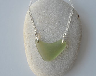 Sea Glass Necklace, Sterling Silver Necklace, Green Sea Glass, Scottish Sea Glass, Sea Glass Jewelry, Unique Sea Glass Gift For Her
