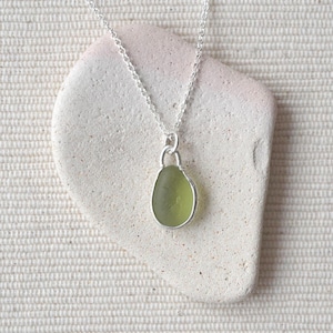 Seaham Sea Glass Necklace: Sterling Silver Bezel, Dainty Handmade Jewelry