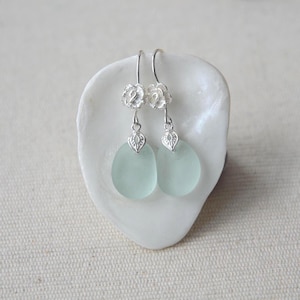 Aqua Sea Glass Earrings: Sterling Silver, Seaham Beach Find