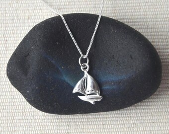 Dainty Sterling Silver Sailboat Necklace | Nautical Ocean Jewellery