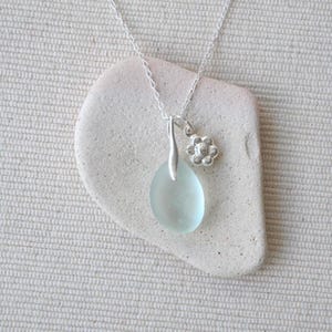 Seaham Sea Glass Necklace: Sterling Silver Daisy Charm, Handmade