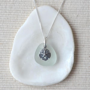 Seaham Sea Glass Necklace: Sterling Silver Sand Dollar Charm
