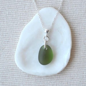 Seaham Sea Glass Necklace: Dainty Sterling Silver Jewellery, Green Beach Glass