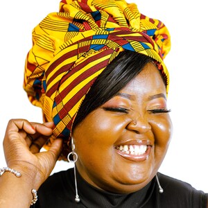 African print Shaki tie bonnet