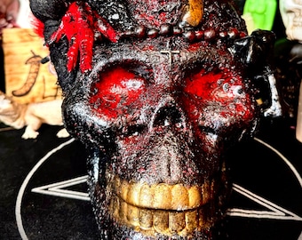 Spiritually Inspired Voodoo Skull - Connect with Ancestors - Dark Magic Rituals - Baron Samedi Inspired Decor