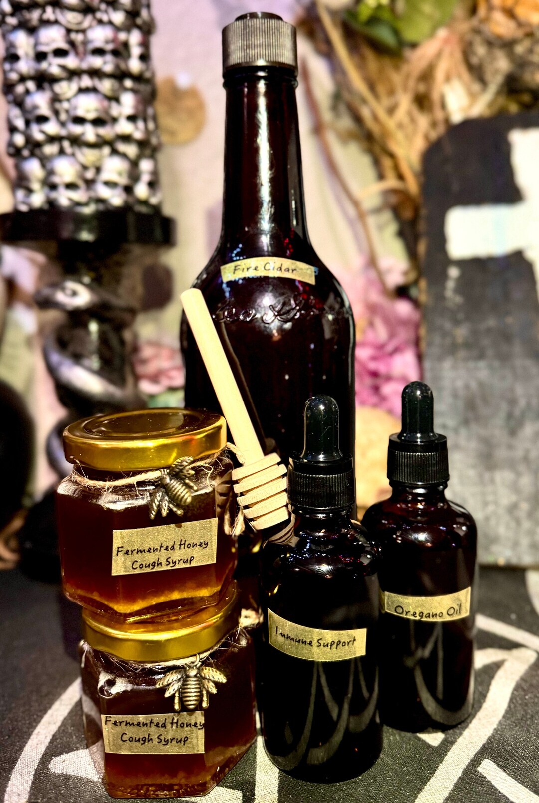 Holistic Herbal Tinctures Oregano Oil, Fermented Honey Cough Syrup