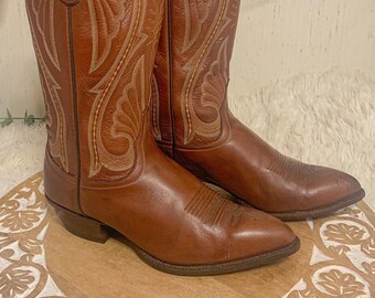 EXTREMELY RARE Larry Maham Leather Vintage Cowboy Boots, Western Pointy Toe, Country, Southern Boots, Size 10