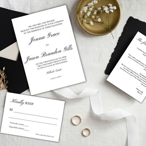 Editable Wedding Invitation Suite Template, Minimalistic Wedding Invite, Canva template, Details Card, RSVP Card, Instant download