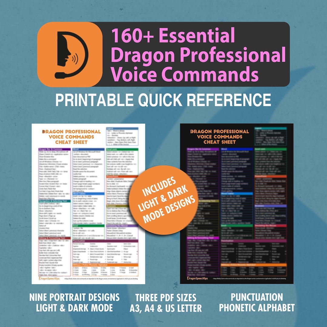 Dragon Professional Commands Cheat Sheet, Dragon Voice Commands Cheat ...
