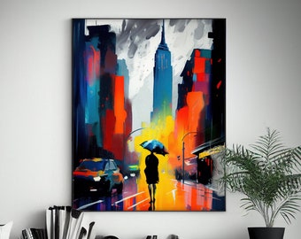 Colorful New York Wall Art, Expressionist Wall Art, Abstract Wall Art, New York Street Art, New York City Art Print, Trendy Poster, Colorful