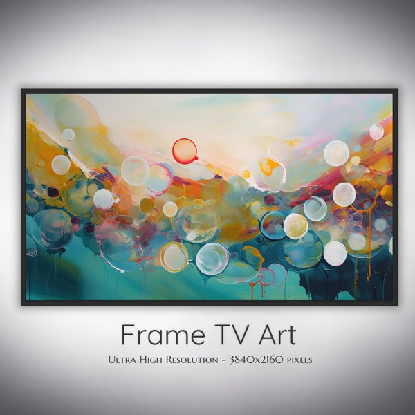 Samsung Frame TV Art, Abstract Bubbles, Soothing Water Art, Floating Bubbles Painting, Calming Art for Frame TV, Surface Bubble Digital Art