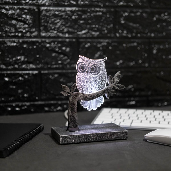 Night Light Owl Plexiglass, Acrylic Sheet Table Lamp