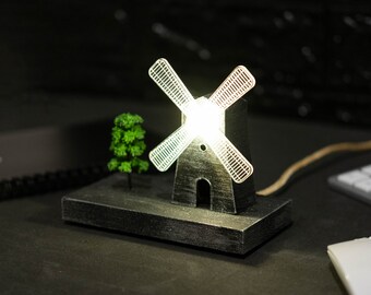 Night Light Mill Plexiglass, Gifts for kids nephews, Decoration for Kid's room, Gifts for adults