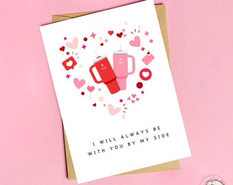 Pink Stanley Cup Valentines Day Card | PRINTABLE | Cute Valentine's Card | 5x7 | Digital Download Stanley Tumbler | For Him | For Her