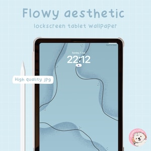 May include: A blue tablet with a white case and a white stylus. The screen displays a blue and white abstract design with the text "Rest to Open" and "Sunday, 7 July 22:12".